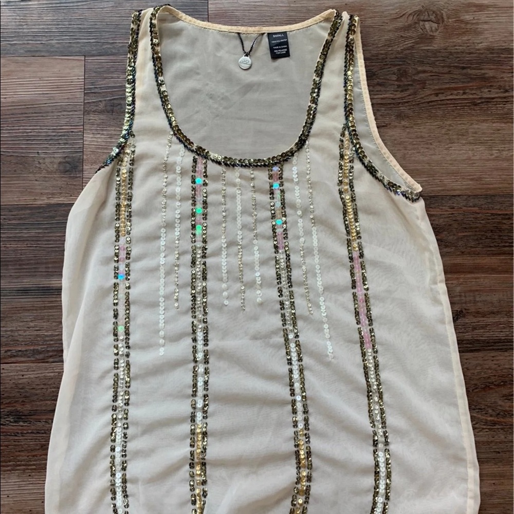 BKE Boutique Sequin Chiffon Tank